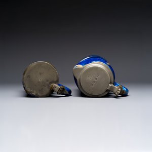 A varied group of six blue, white and polychrome Brussels faience jugs, 18th C. — photo 12