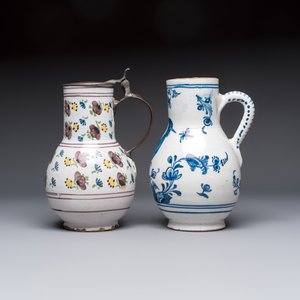 A varied group of six blue, white and polychrome Brussels faience jugs, 18th C. — photo 2