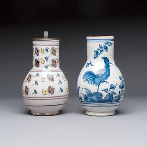 A varied group of six blue, white and polychrome Brussels faience jugs, 18th C. — photo 5