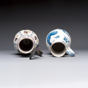 A varied group of six blue, white and polychrome Brussels faience jugs, 18th C. — photo 6