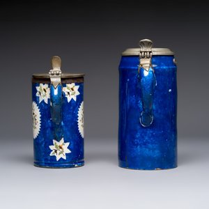 A varied group of six blue, white and polychrome Brussels faience jugs, 18th C. — photo 9