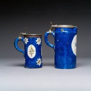 A varied group of six blue, white and polychrome Brussels faience jugs, 18th C. — photo 10