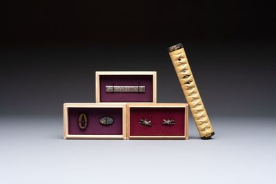 A varied group of six Japanese koshirae components or sword fittings, Edo