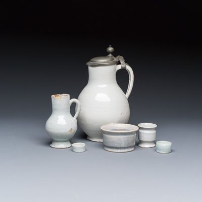 A varied group of six white-glazed Delftwares, 17/18th C.