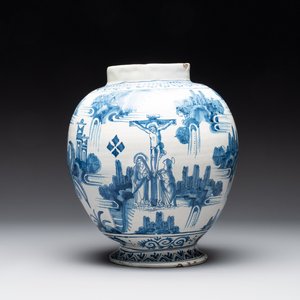 A very early Dutch Delftware jar depicting the life of Christ, 2nd quarter 17th C. — 照片 1