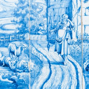 A very fine Dutch Delft blue and white tile mural with a shepherdess, 18th C. — photo 2