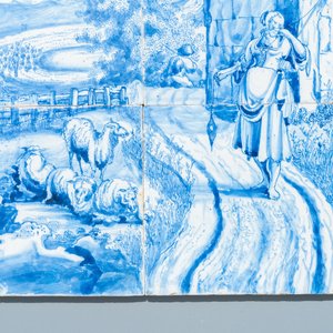 A very fine Dutch Delft blue and white tile mural with a shepherdess, 18th C. — photo 6