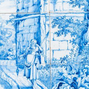 A very fine Dutch Delft blue and white tile mural with a shepherdess, 18th C. — photo 8