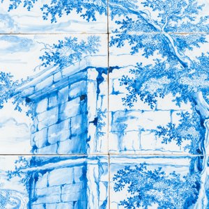 A very fine Dutch Delft blue and white tile mural with a shepherdess, 18th C. — photo 9