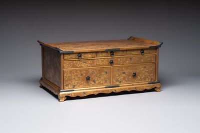A very fine Japanese hiramaki-e on nashiji lacquer suzuribako, Edo, 18th C.