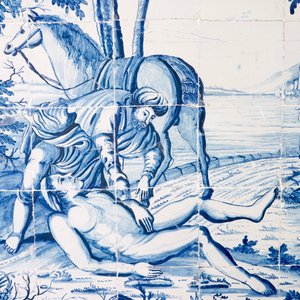 A very large blue and white Dutch Delft tile panel, Makkum, Friesland, 18th C. — photo 4