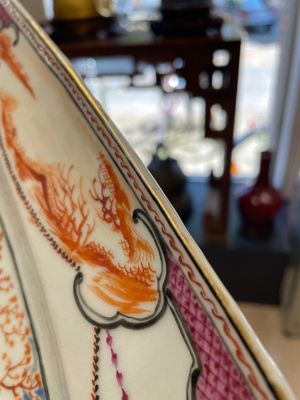 A very large Chinese famille rose octagonal dish with mandarin design, Qianlong — photo 9