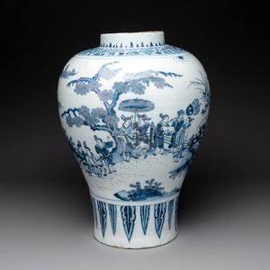 A very large Dutch Delft blue and white chinoiserie baluster vase, last quarter 17th C. — photo 1