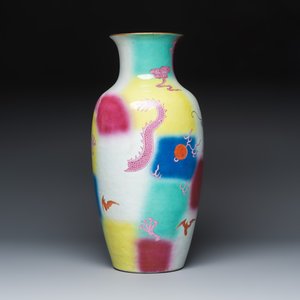 A very rare and unusual Chinese famille rose 'Dragon among Clouds' vase — photo 5