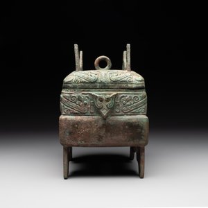 A very rare bronze food vessel and cover, 'fang xu 方盨', middle Western Zhou — foto 3