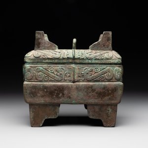 A very rare bronze food vessel and cover, 'fang xu 方盨', middle Western Zhou — foto 4