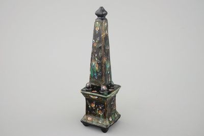 A very rare Dutch Delft black obelisk, ca. 1700