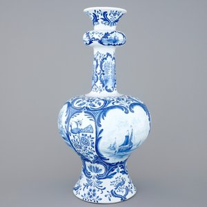 A very tall blue and white Dutch Delft garlic neck vase, Makkum, 19th C. — 照片 2