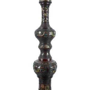 A very tall Japanese champlevé enamel bronze floor lamp column, Meiji, 19th C. — photo 5