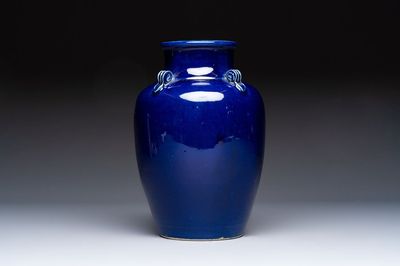 A Vietnamese blue-glazed Bien Hoa pottery vase, impressed Dong Tran Dongnai mark, 20th C.