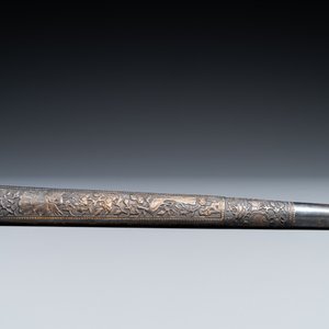 A Vietnamese gilt silver cane handle and a parasol handle, marked 'VINH SADEC', 19th C. — photo 4
