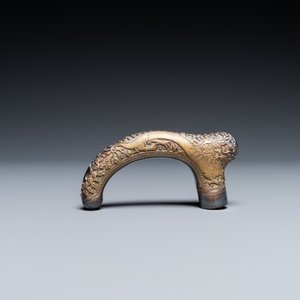 A Vietnamese gilt silver cane handle and a parasol handle, marked 'VINH SADEC', 19th C. — photo 5
