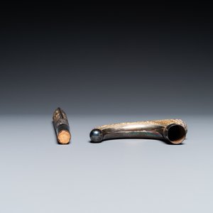 A Vietnamese gilt silver cane handle and a parasol handle, marked 'VINH SADEC', 19th C. — photo 10