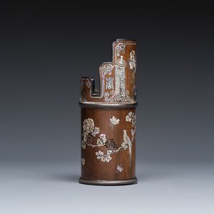 A Vietnamese mother-of-pearl-inlaid opium pipe, water pipe and covered box — 照片 5