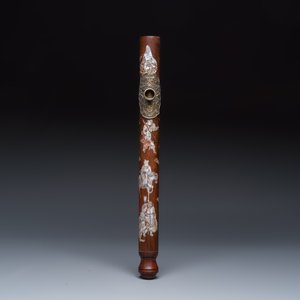 A Vietnamese mother-of-pearl-inlaid opium pipe, water pipe and covered box — 照片 10