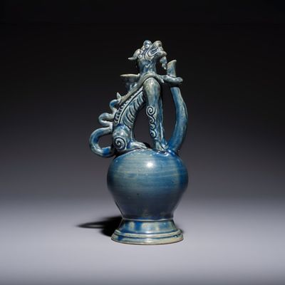 A Vietnamese or Annamese blue-glazed 'Qilin' ewer, probably Mạc dynasty, 16th C.