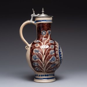 A Westerwald pewter-mounted stoneware jug, Germany, dated 1685 — photo 7