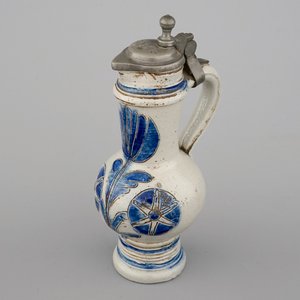 A Westerwald stoneware pewter-mounted jug with floral decoration, 17th C. — photo 1