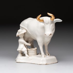A white Dutch Delft cow milker group and a polychrome Dutch Delft parrot, 18/19th C. — 照片 6