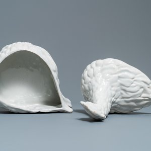 A white faience 'rooster' tureen and cover, France, 19th C. — photo 6