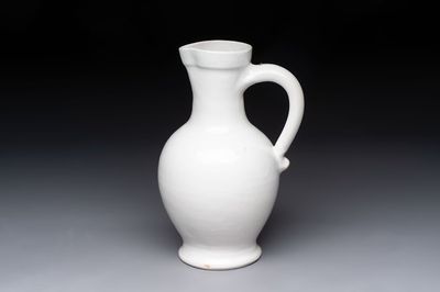 A white-glazed Delftware wine jug, early 18th C.
