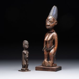 A wooden Lobi Bateba figure and a wooden Ibeji figure, Africa, Lobi people and Yoruba people — photo 1