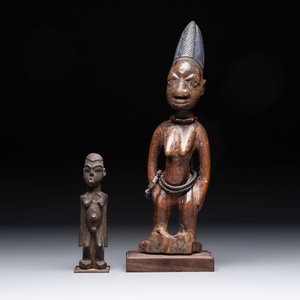 A wooden Lobi Bateba figure and a wooden Ibeji figure, Africa, Lobi people and Yoruba people — photo 2