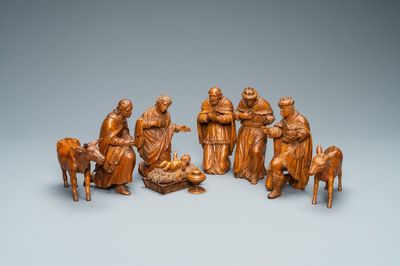 A wooden 'The adoration of the magi' group, Italy, 18th C.