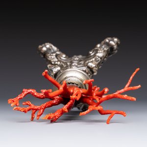 A ‘Wunderkammer’ composition with red coral mounted on a silver-plated stand, Italy, 19th C. — photo 7
