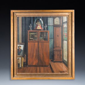 Achille Van Sassenbrouck (1886-1979): 'Our cupboard', view on the painter's interior, oil on canvas — photo 2