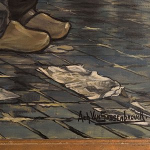 Achille Van Sassenbrouck (1886-1979): 'Pêcheurs', huile sur toile — photo 7