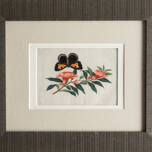 Acht Chinese Canton schilderingen op rijstpapier met vlinders en bloemen, 19e eeuw — foto 8