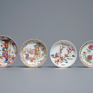 Acht Chinese famille rose koppen en schotels, Yongzheng/Qianlong — foto 16