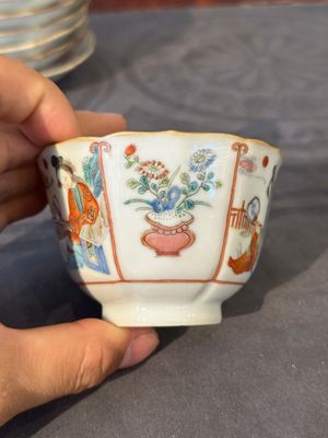Acht Chinese famille rose koppen en zeven schotels, Xianfeng merk en periode — foto 4