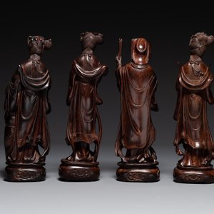 Acht Chinese houten sculpturen van godinnen, 19e eeuw — foto 6