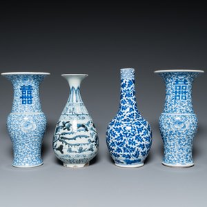 Acht diverse Chinese blauw-witte vazen, 18/20e eeuw — foto 5
