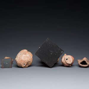 Acht diverse gesculpteerde stenen hoofden, o.a. Gandhara, Etruskisch, Japans en Chinees — foto 7