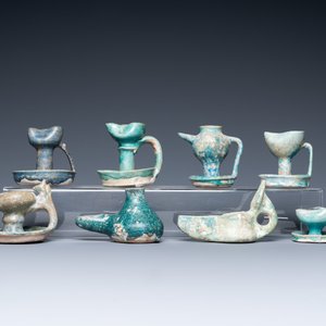 Acht olielampen met turquoise glazuur, Midden-Oosten, 13e eeuw en later — foto 2