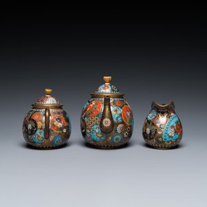 Acht stukken Japans cloisonné, Meiji, 19/20e eeuw — foto 11
