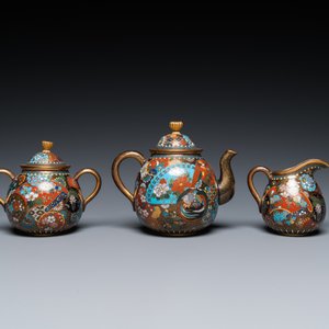 Acht stukken Japans cloisonné, Meiji, 19/20e eeuw — foto 12